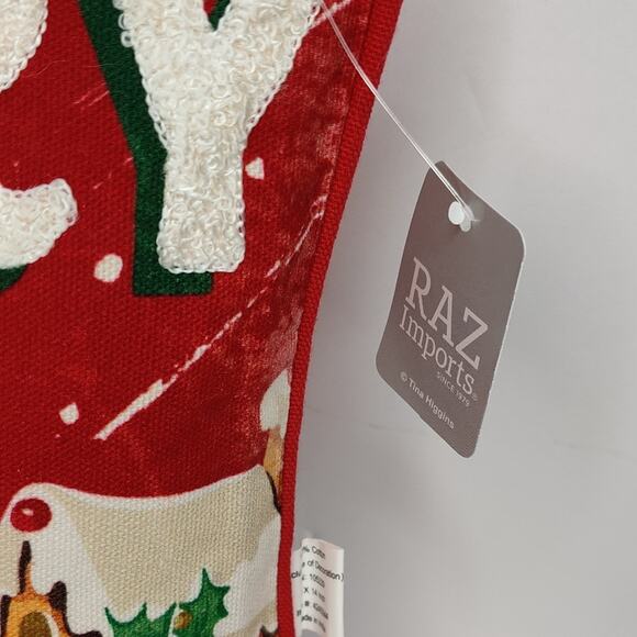 Raz‎ Imports Retro Christmas Pillow Frosty The Snowman Sleigh Reindeer - Picture 3 of 12